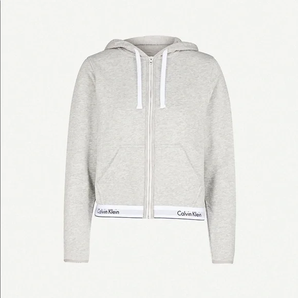 CALVIN KLEIN Modern Cotton zip-up cotton-jersey hoody top - Picture 8 of 10